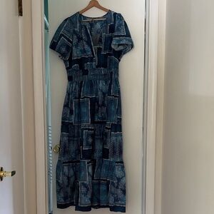 Anthropologie Somerset Maxi  Blue cotton bandanna Maxi Dress
